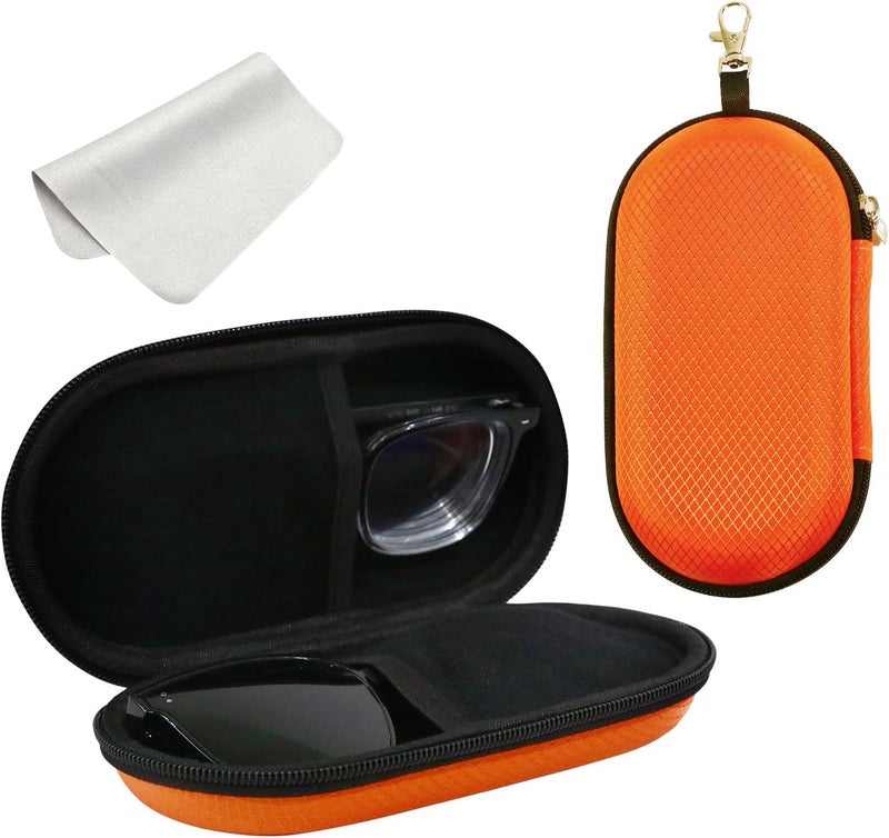FlyingMage Store Double Eyeglasses Case, Hard Shell Dual Sunglasses Organizer with Zipper Clip Travel Glasses Storage for Women Men - Image 1